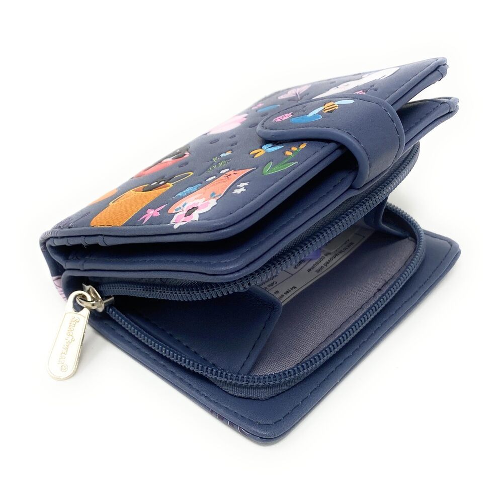 1648 Cats in the Garden Small Wallet and Teen Girls Vegan Faux Leather 4.5" - Picture 3 of 6